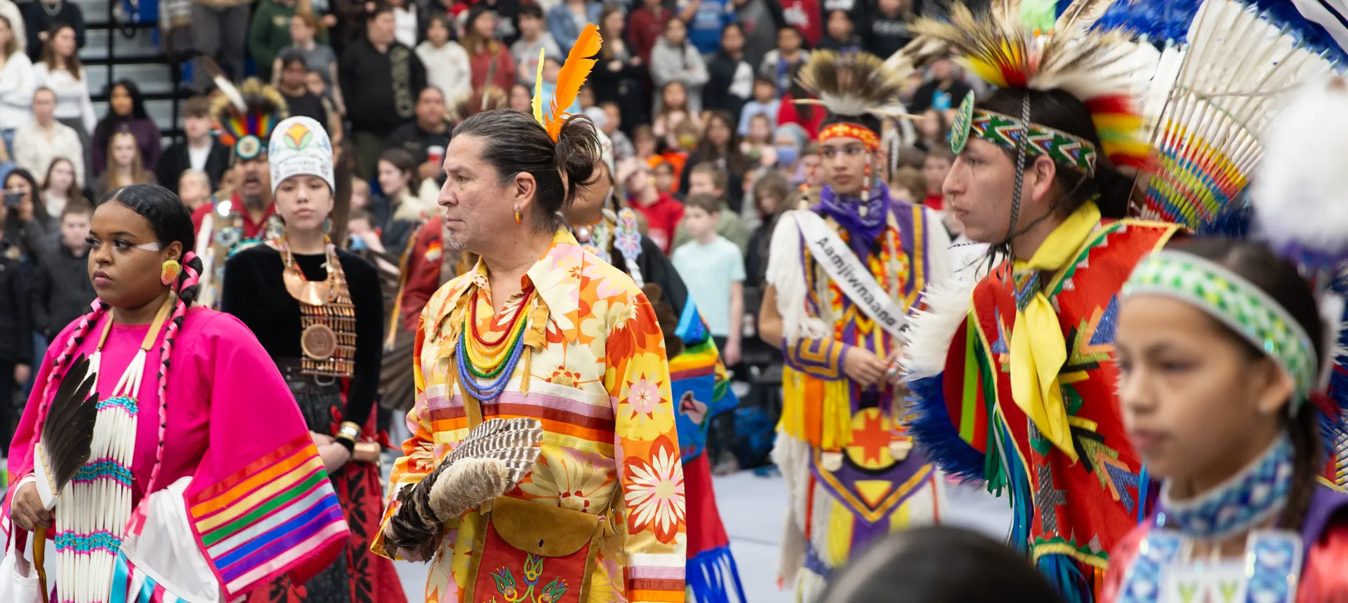 Dancers in full regalia at the Lambton College Pow Wow