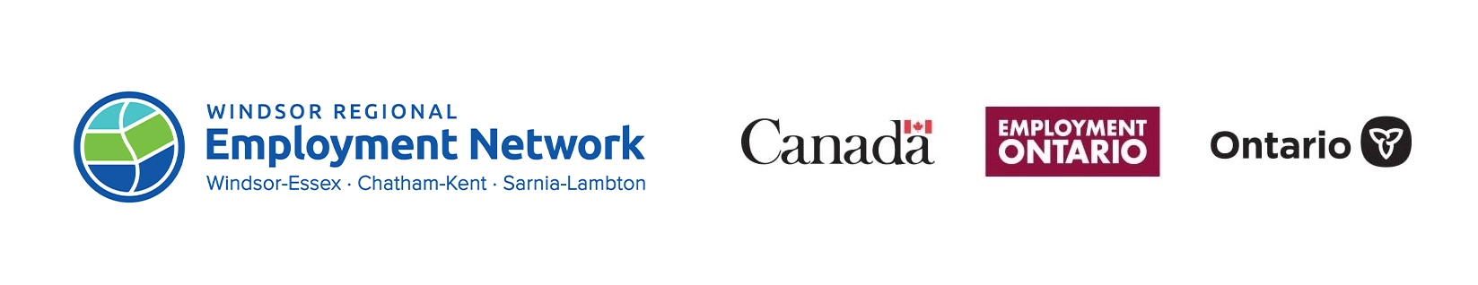 A group of logos; Windsor Regional Employment Network and the Employment Ontario logos.