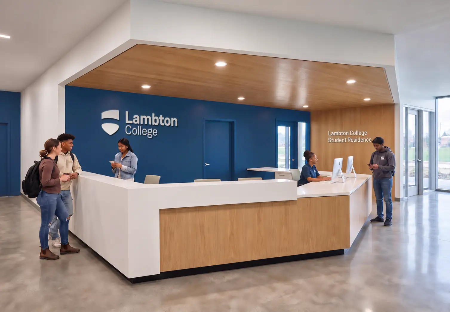 Lambton College's residence rendering of the lobby