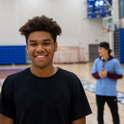 student in gym