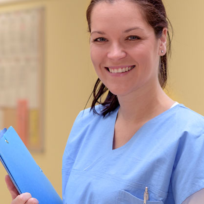 Female nurse in scrubs