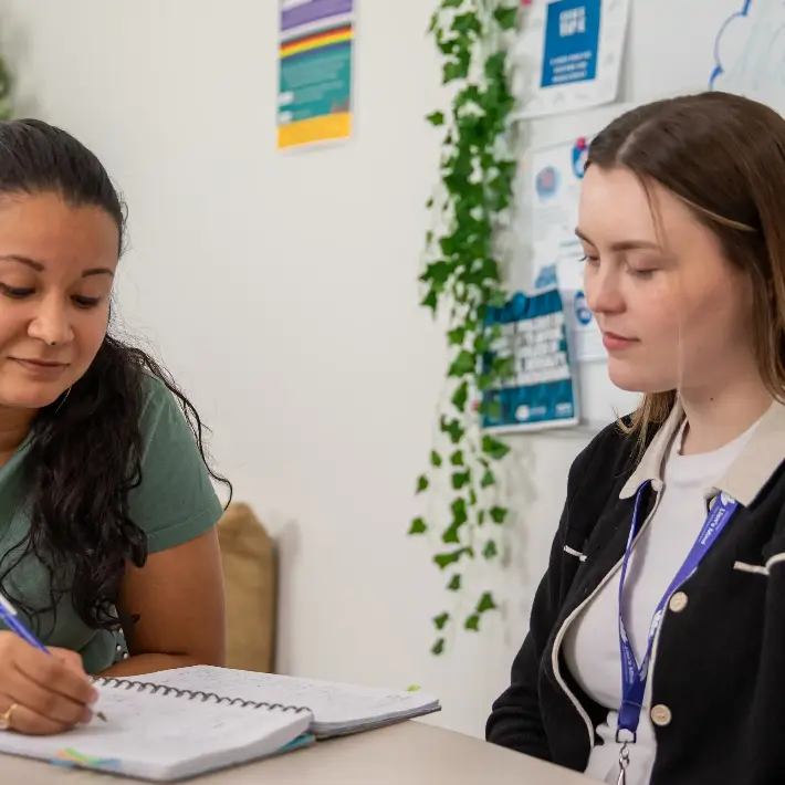 Two students working together