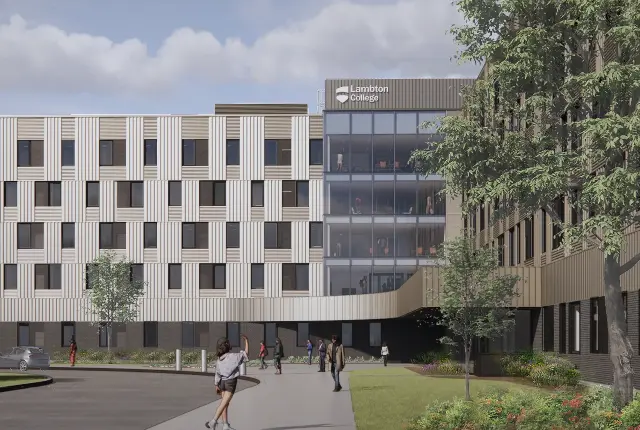 A rendering drawing of the new student residence