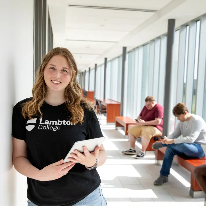 Student standing in hallway